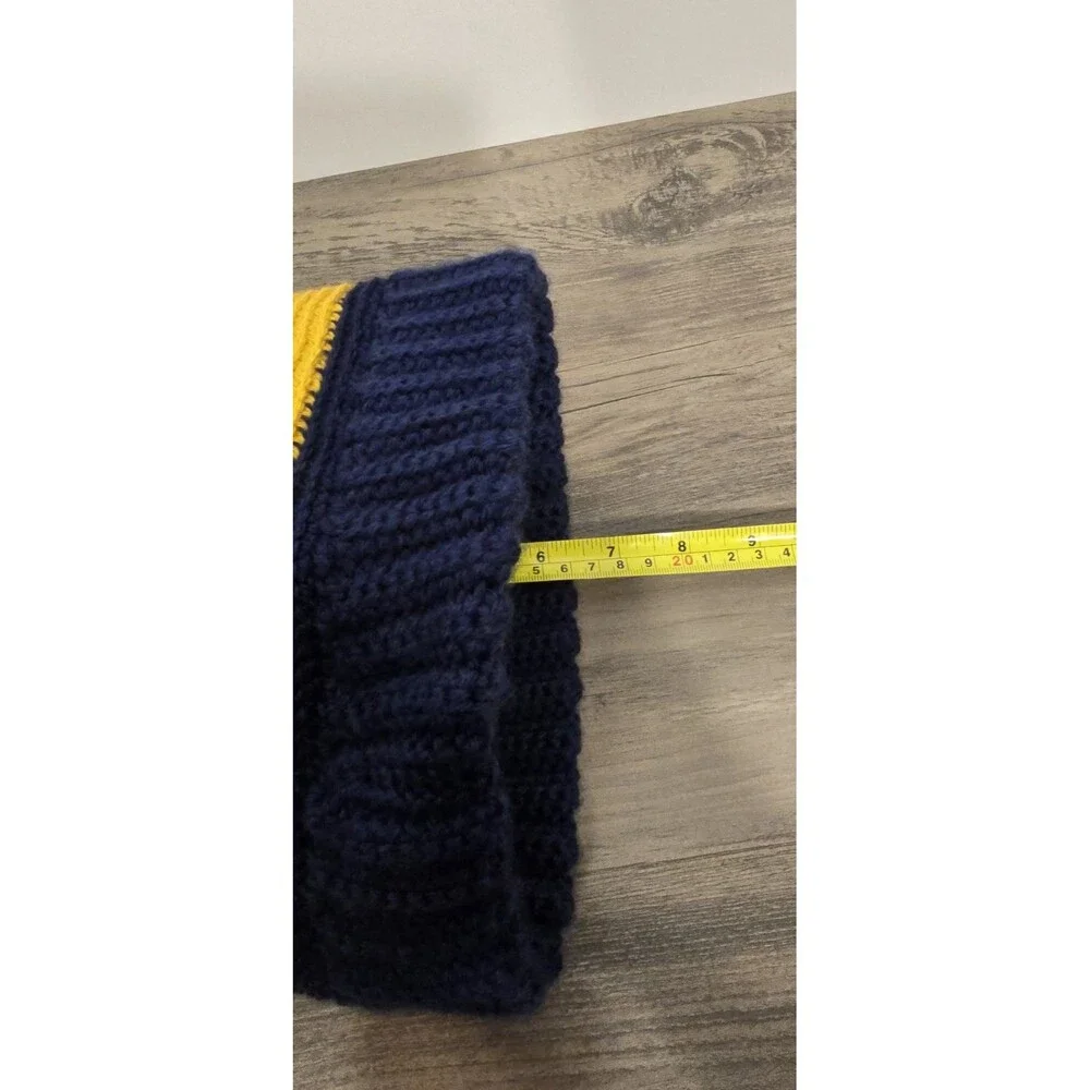 HAT Beanie BLUE/YELLOW Stripe Handmade Crochet WINTER HAT, UNISEX